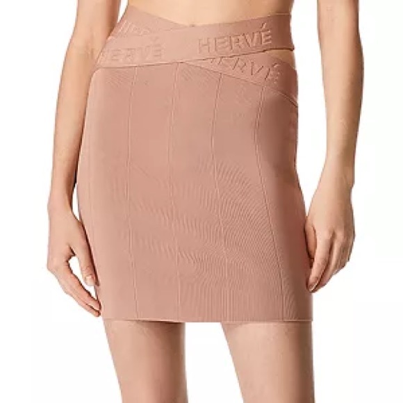 NWT Herve by Herve Leger Sun Beige Crop Top Skirt Set - Picture 3 of 3